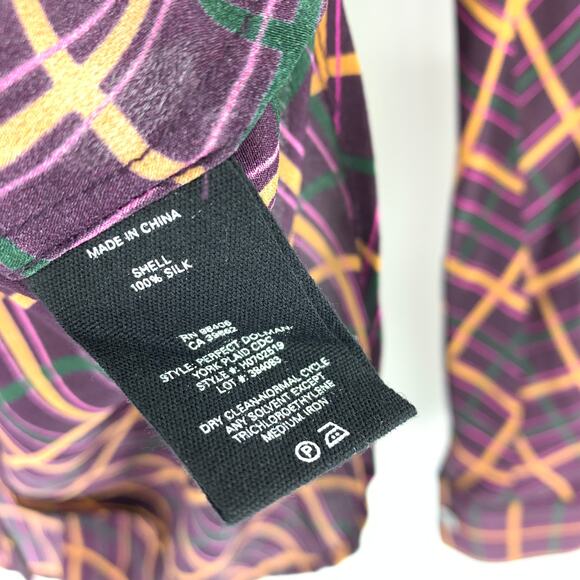 Theory Women's Sz P US XS Multicolor Button Up Shirt Stripes Collared Silk - Picture 6 of 7